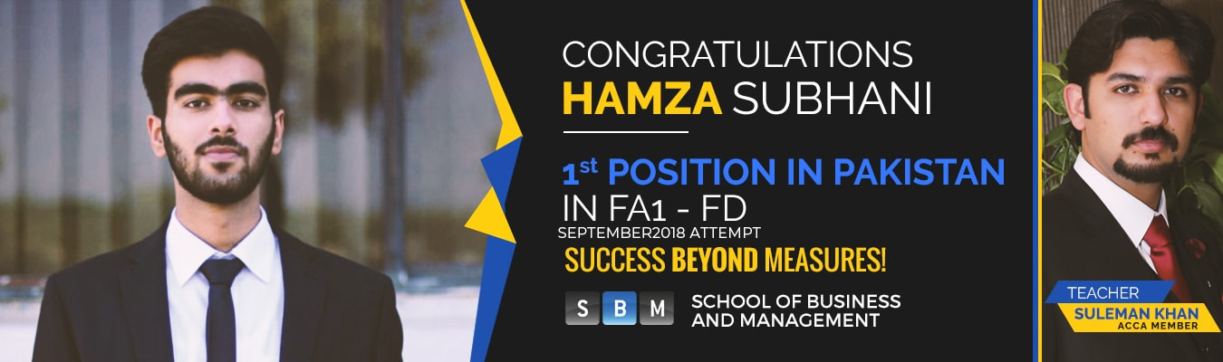 Student of SBM Hamza Subhani got 1st position in Pakistan